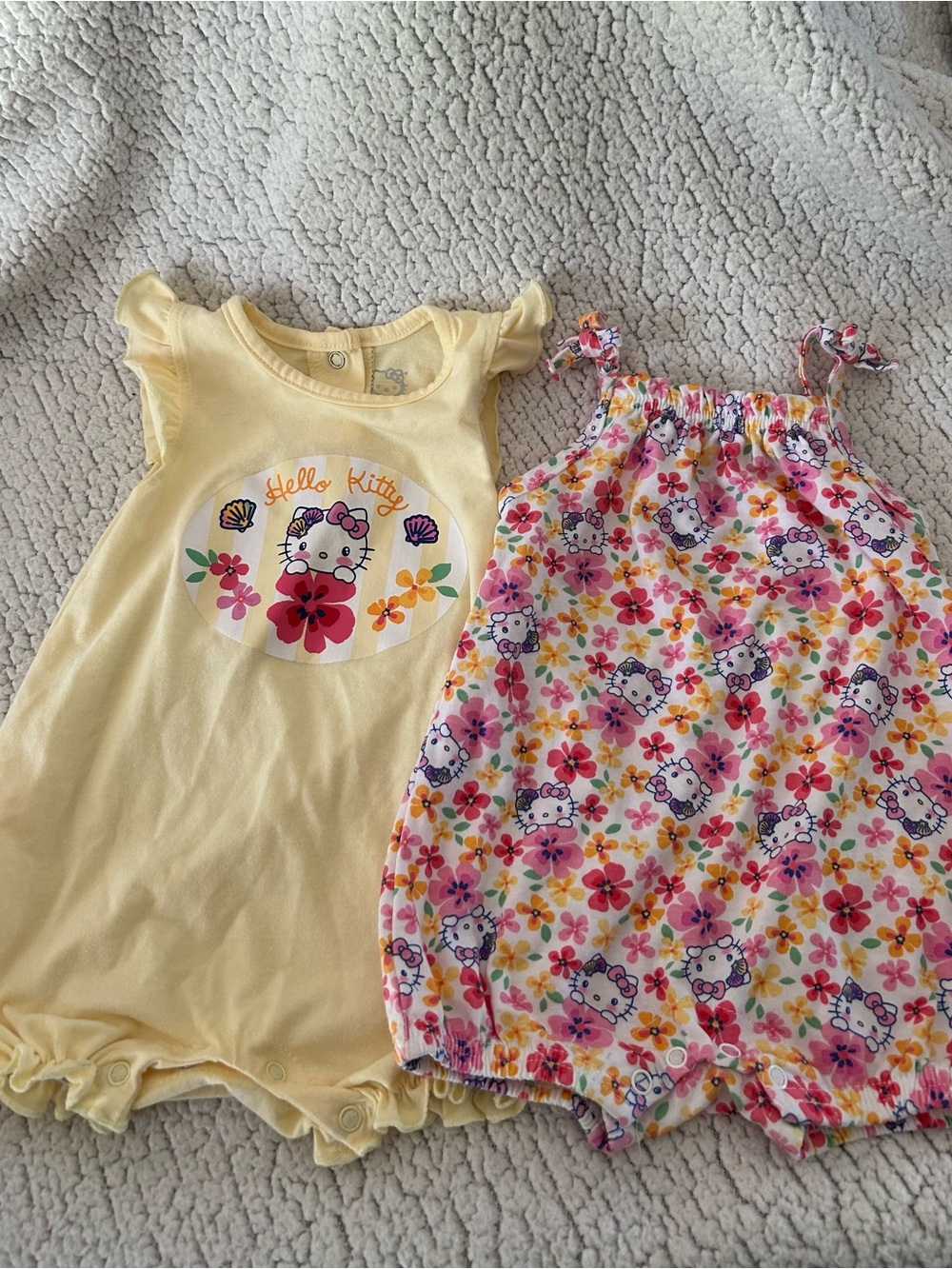 Hello Kitty Yellow and Floral Infant Romper Duo